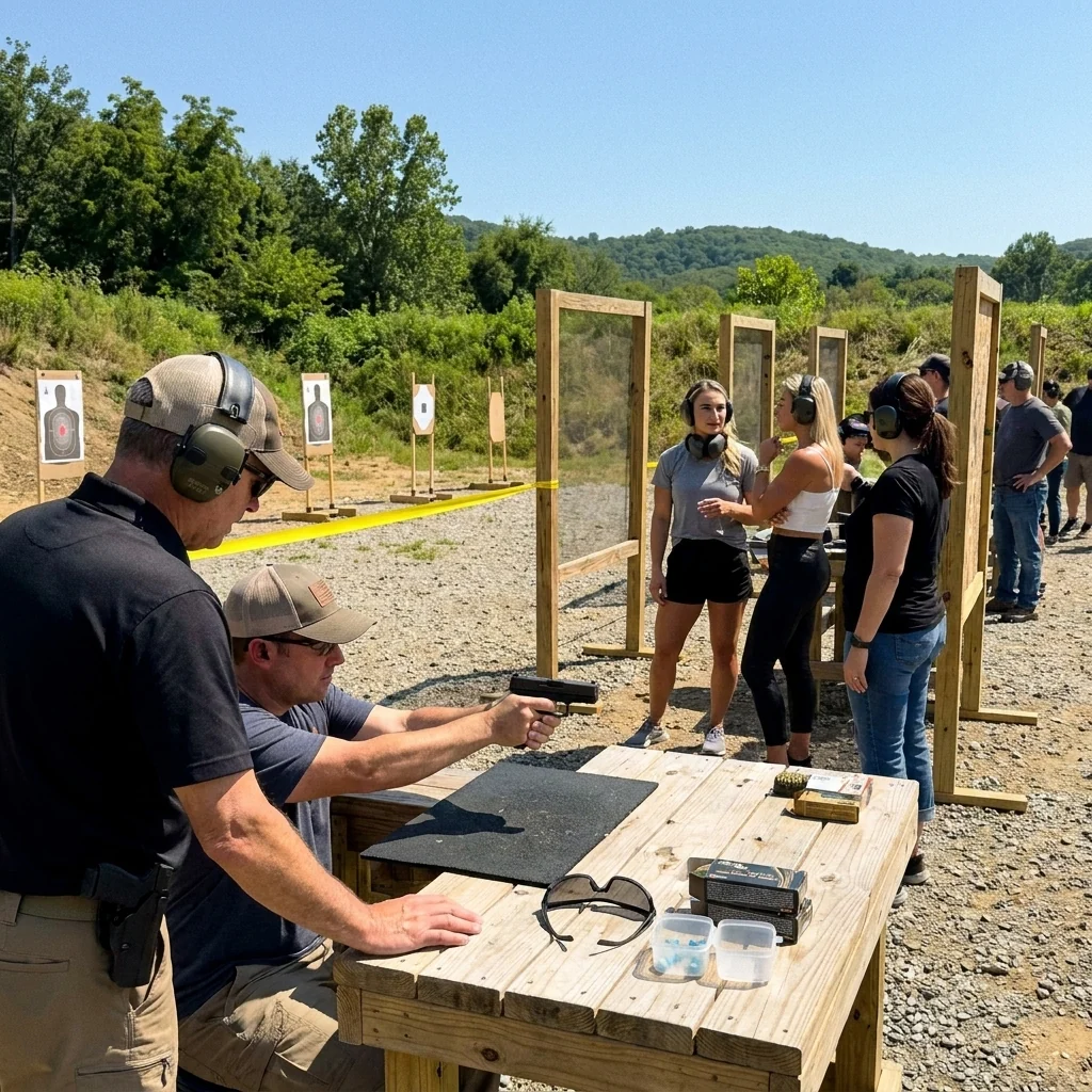 Outdoor adventure range setup for optional retreat activities